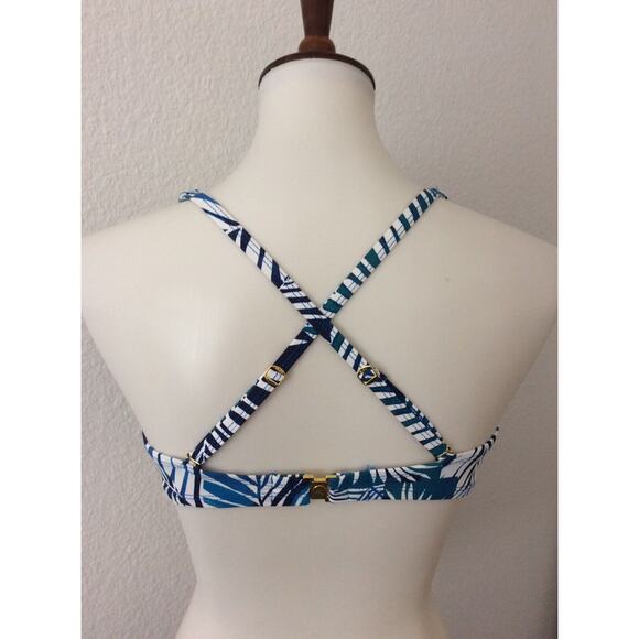 Bleu Rod Beattie Swim Bikini Top X Back Tropical Blue Swimwear - Picture 6 of 8